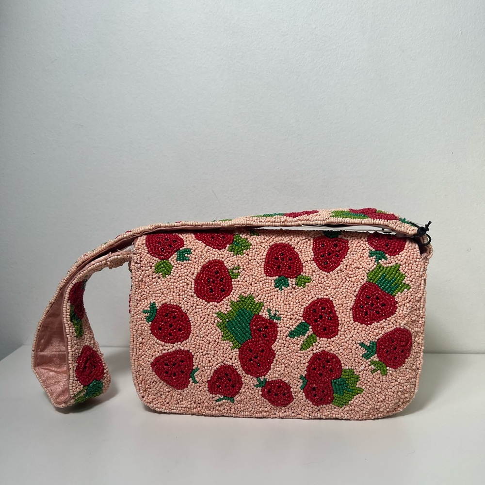 Sincerely Jules Viral Strawberry Tomato Beaded Shoulder Bag Purse Handbag - Picture 4 of 11